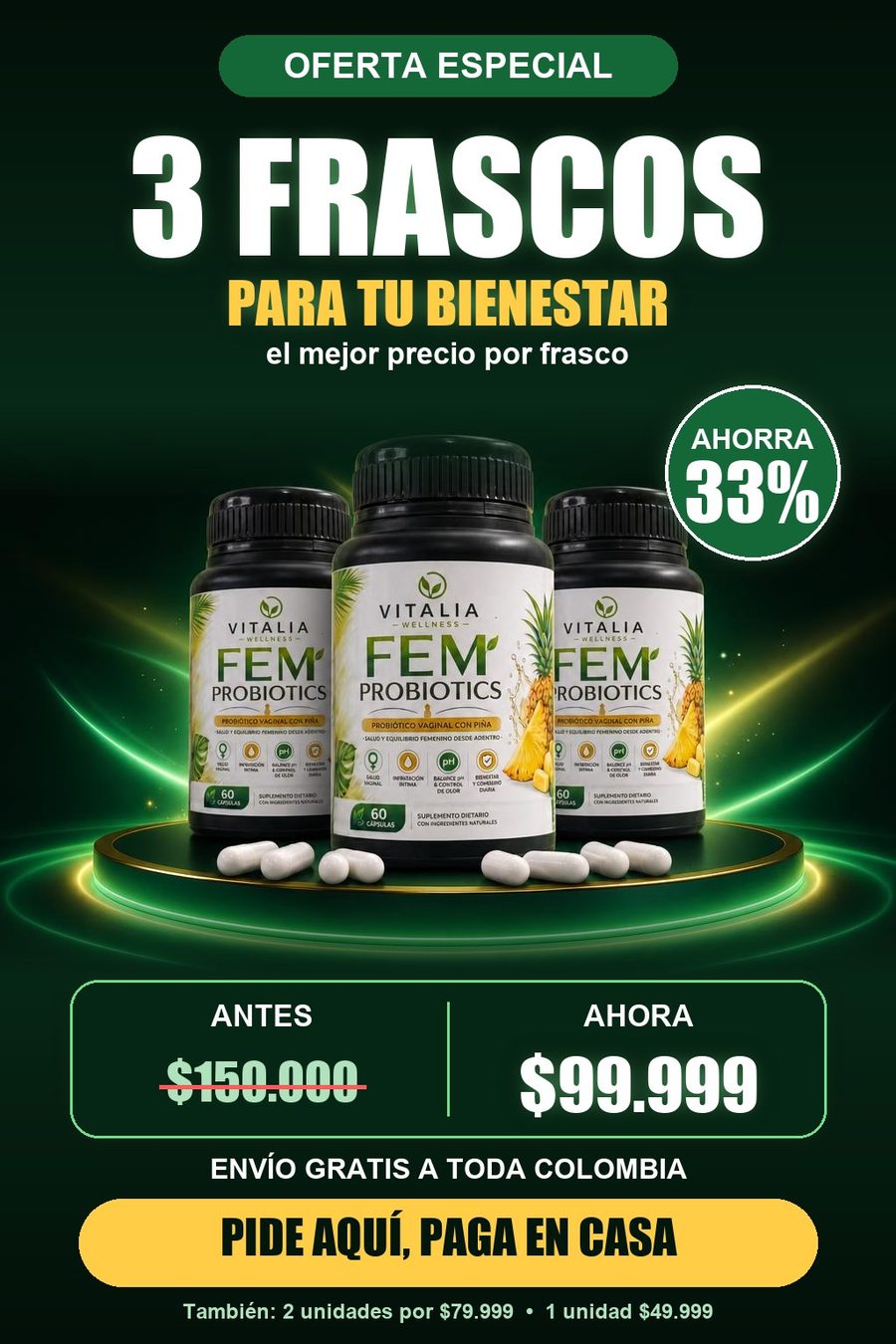 Oferta 3 frascos de Fem Probiotics