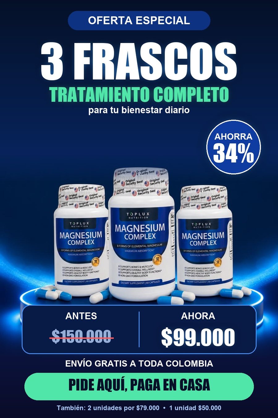 Oferta 3 frascos de Magnesio Complex